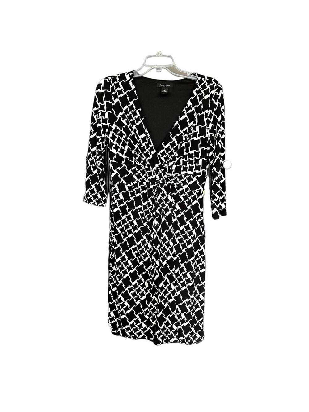 WHBM | Women's Black & White 3/4 Sleeve Dress | Size 8 | 0774